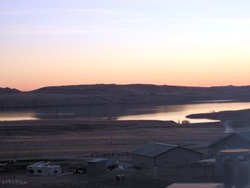 Lake with sun setting