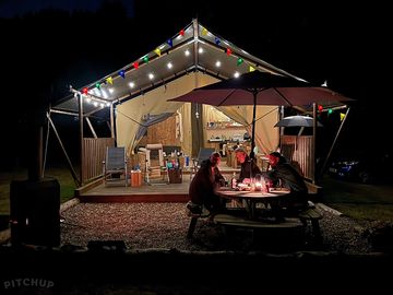 Alfresco dining under solar lighting