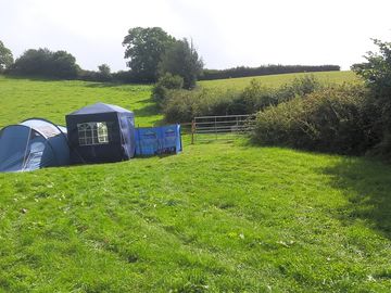 Non-electric grass tent pitch