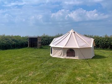 Bell tents with gas cookers for tea and coffee