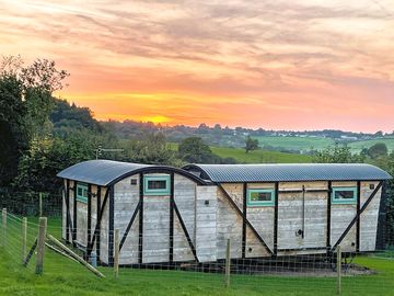 Sunset over the hut