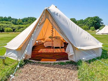 Looking into the bell tent