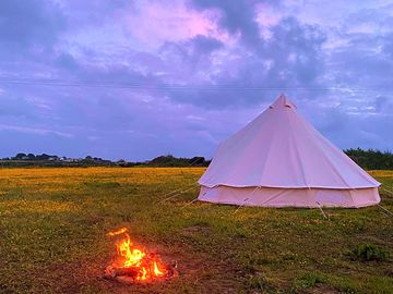One of the bells tents at night