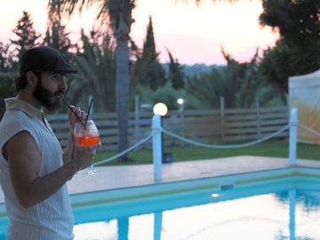 Poolside at sunset