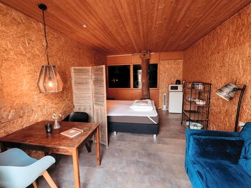 Shepherd's hut interior