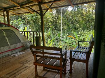 Tent on a platform with a view