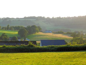 Evening sun on the camping field