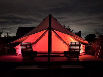 Bell tent at night
