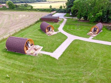 Aerial view of the pods