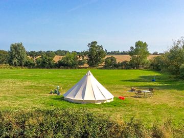 Aerial view of Bell tents