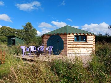 Spacious wooden decks mean you can eat outside and cuddle up round the fire pit