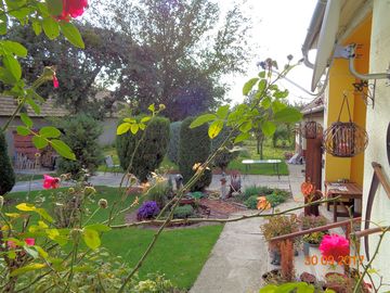 Looking across the garden from the porch terrace