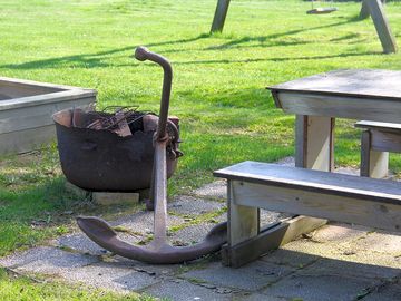 Firepits are set up in multiple locations
