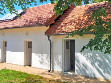 Shower and toilet block