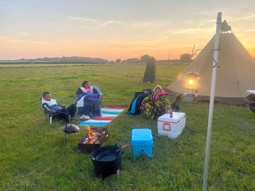 Guests relaxing in the field