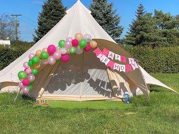 Six-metre bell tent ready for a birthday celebration