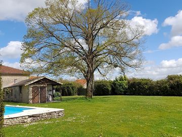 Grass touring pitches close to the pool