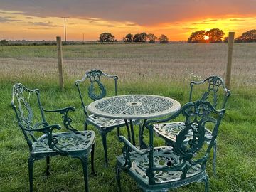 Outdoor table and seats in the camping area