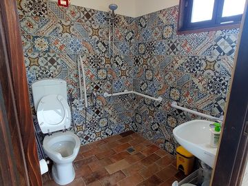 Toilet and showers
