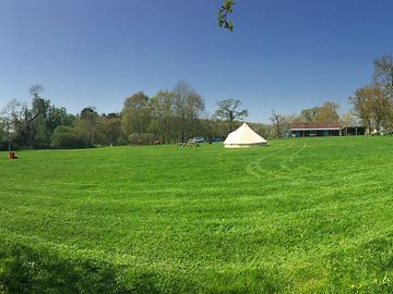 The main field over looking the facilities block and camping kitchen