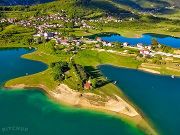 Aerial view of Tune Camp and Rama Lake