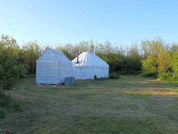 Each yurt in its own secluded plot surrounded by young woodland