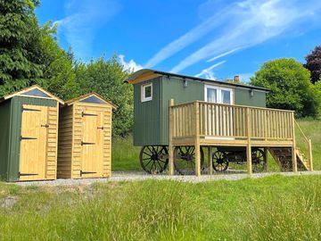 Shepherd's hut with composting loo and shower block