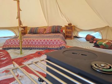 Inside the bell tent