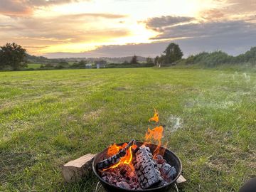 Beautiful sunset by the fire