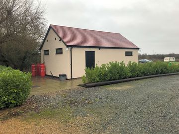 Toilet block with a disabled toilet and washroom