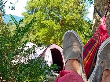Relaxing in a hammock