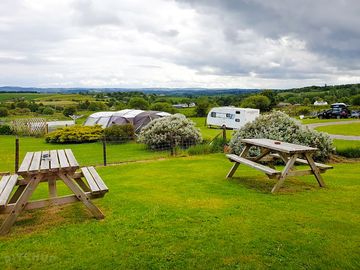 Picnic tables with a view