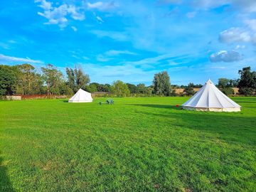 Campsite under blue skies