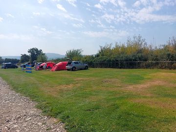 Non-electric grass tent pitch
