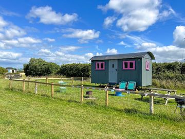 Shepherds hut with fenced private garden