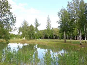 Fishing and swimming pond at the campsite
