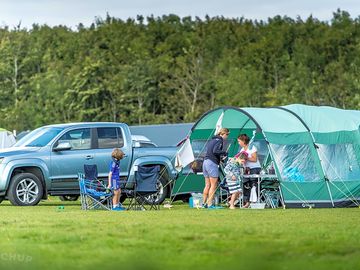 Spacious pitches with parking for one car