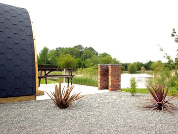 Barbecue and picnic bench