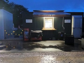 Snack bar lit up at night