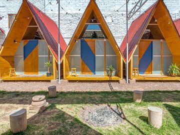 The exterior of the tipis