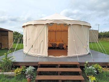 Yurt on wooden deck