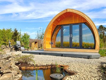 The front of the pod, with a wee wildlife pond