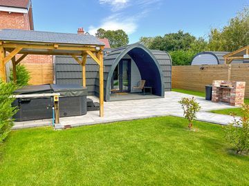 Exterior of pod and hot tub