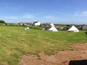 Bell tents from campsite entrance (we are on the right) (added by manager 27 Nov 2021)