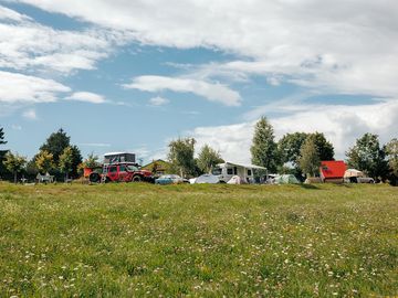 Lower part of the camp with stunning view for the Alps