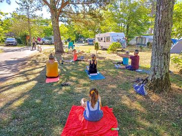 Yoga session in the shade
