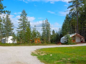 Tent pitches from the entrance