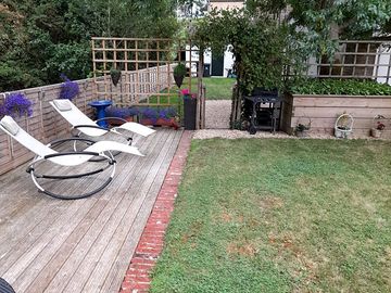 Camping area with comfy chairs to relax in