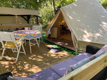 Decking outside the tent