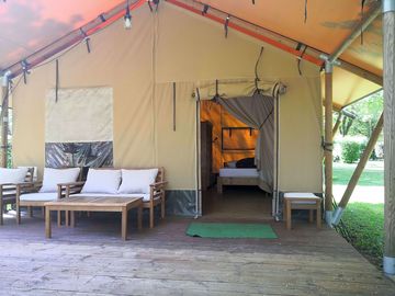Safari tent entrance and deck